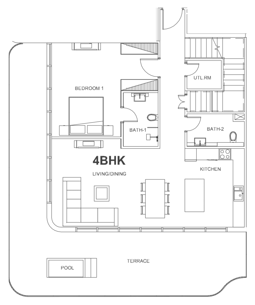 Floor plan, unit 406