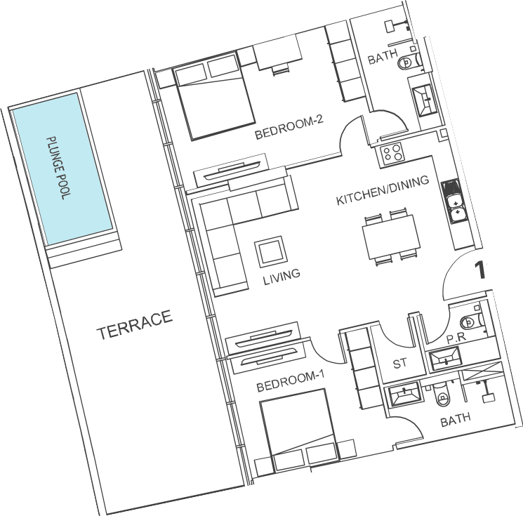 Floor plan, unit 112