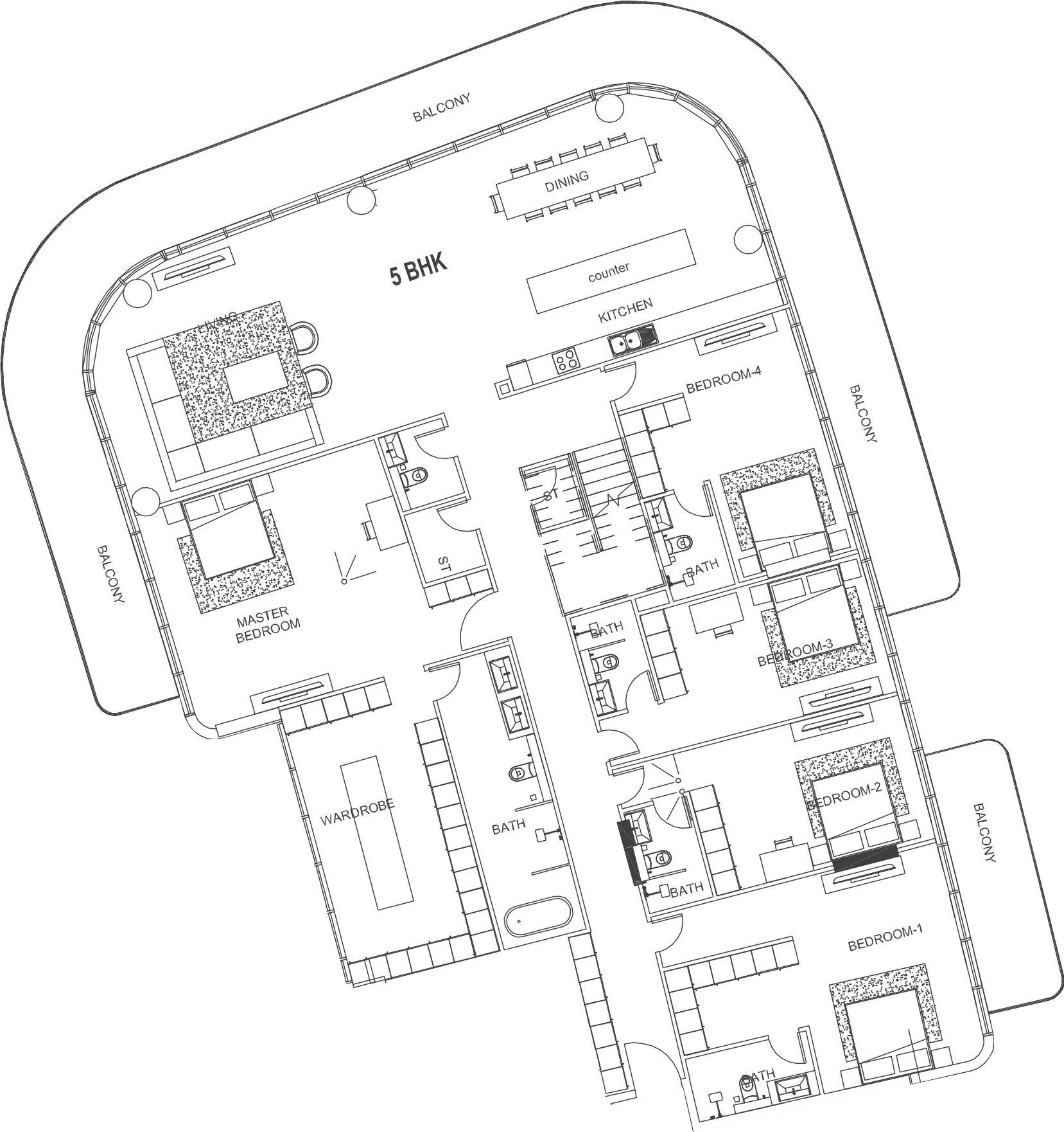 Floor plan, unit 709