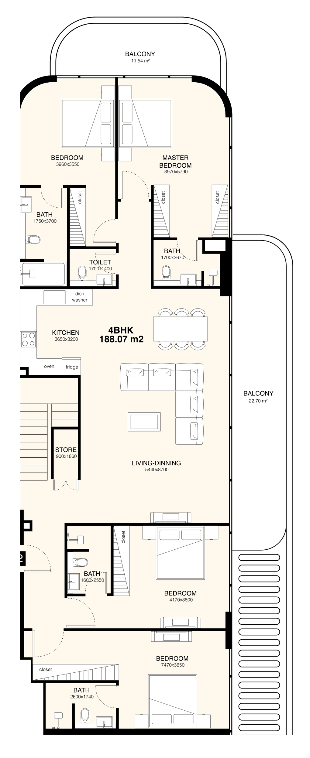 Floor plan, unit 1202