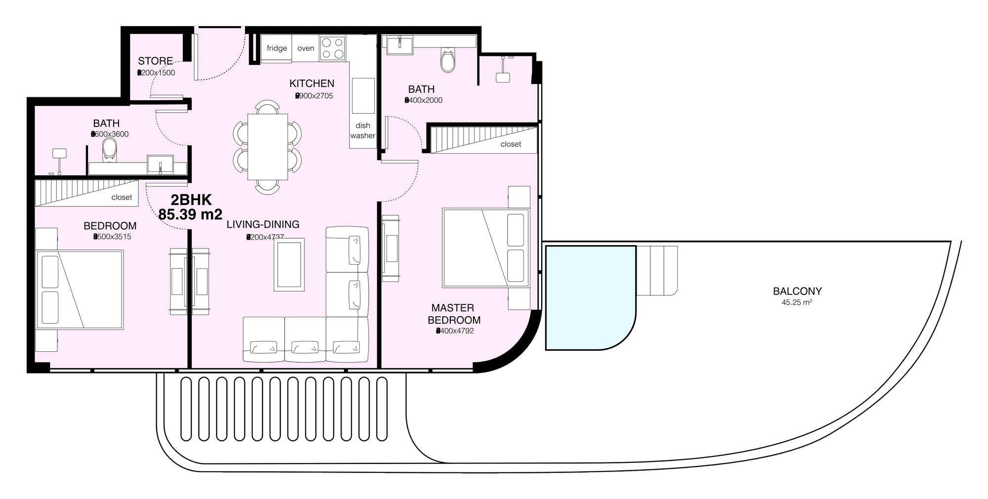 Floor plan, unit 803