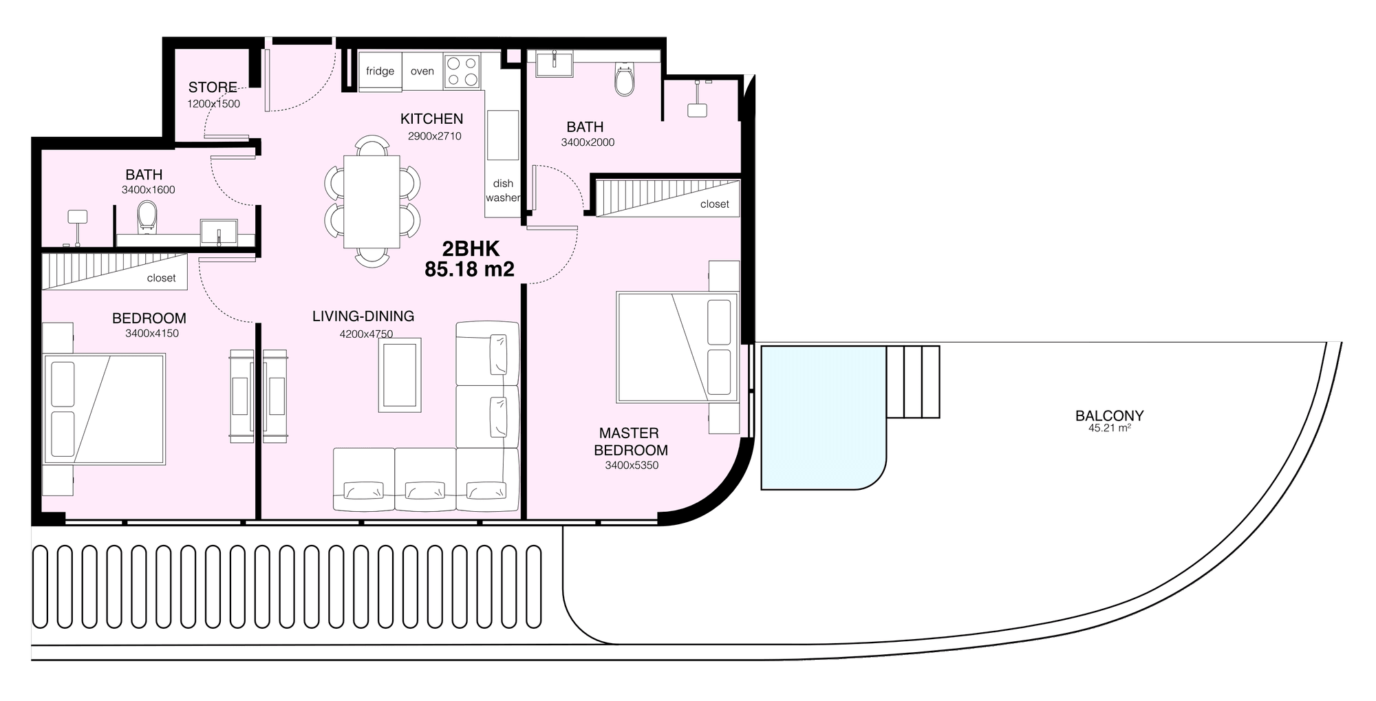Floor plan, unit 1204